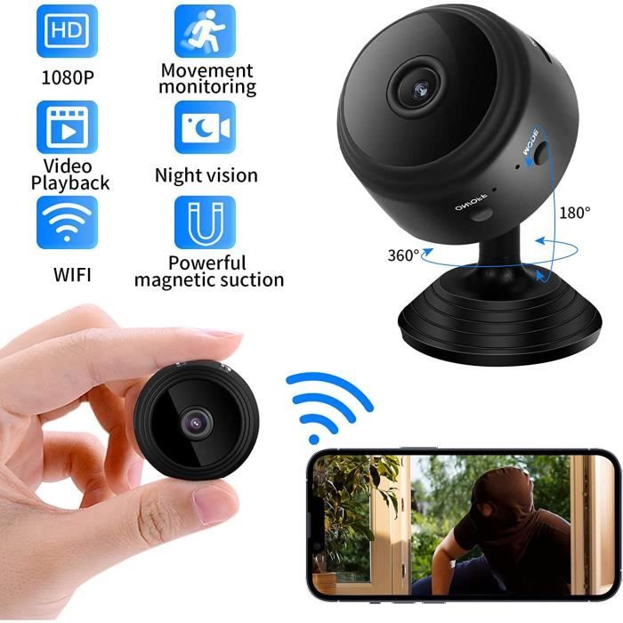 Mini Caméra Espion WiFi 1080P - Vision Nocturne, Détection Mouvement - Intérieur/extérieur