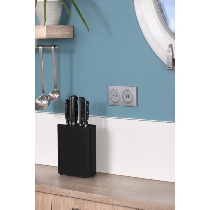Legrand LEG95075 Steckdose Oberfläche – 2P+T, Aluminium, Mit Erdung & Kindersicherung – Moderner Deko-Anschluss Für Renovierung