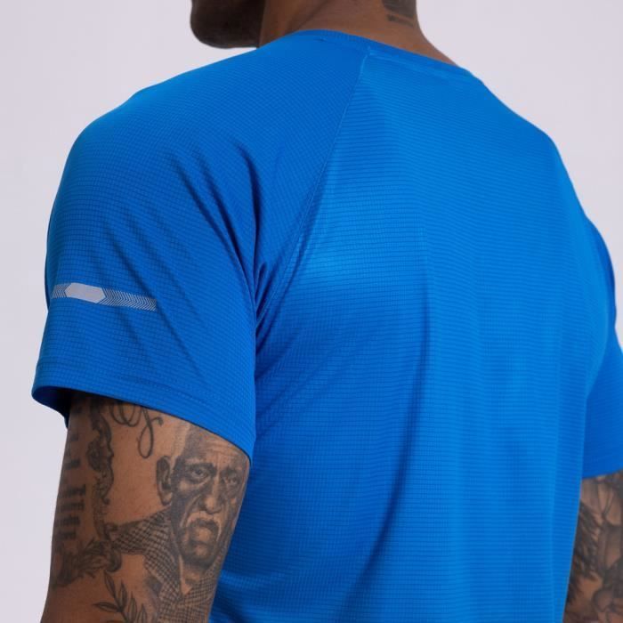 Tee Shirt Sport Homme à Manches Courtes Couleur Graduelle Fitness Respirant Running - Blanc Blanc - Sport