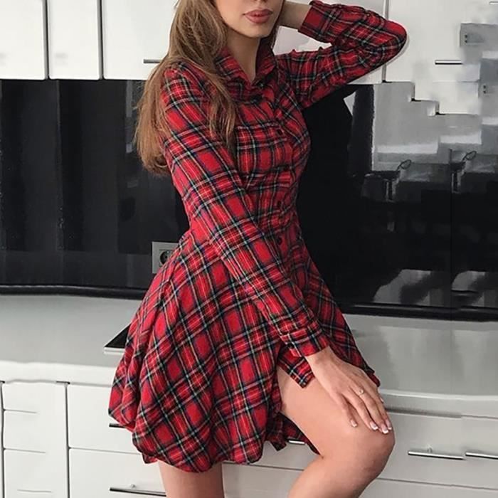 Robe a carreaux manches longues discount