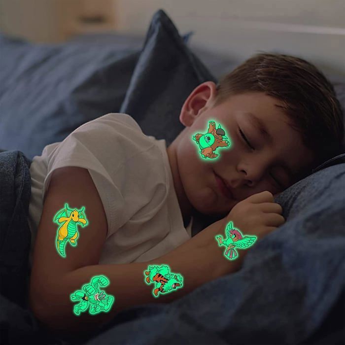 Tatouages Enfants Fluorescents - 12 Feuilles Autocollants Lumineux - Cadeau Anniversaire Ou Fête