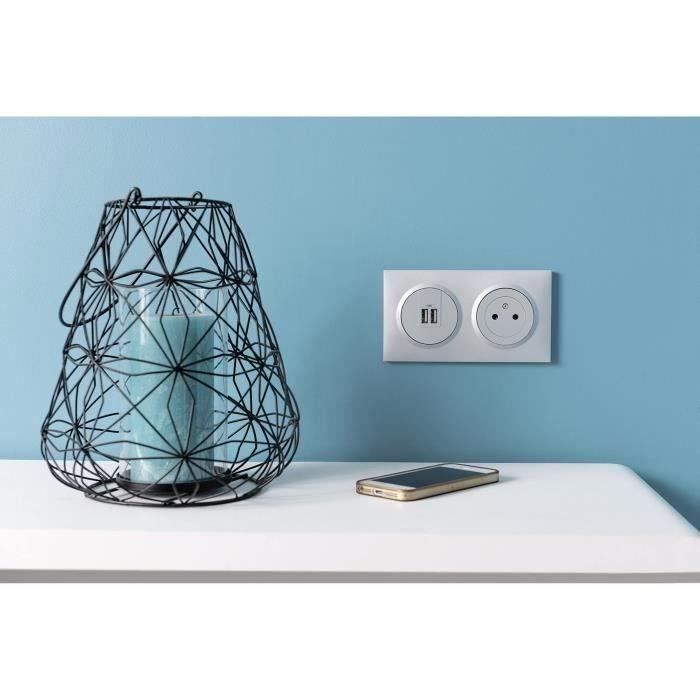 Prise électrique Legrand Dooxie One 2P+T 16A - Blanche, Avec Plaque Carrée Et Griffes Pour Rénovation