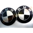 2 logos badges emblème BMW 82mm capot / 74 mm coffre effet carbone noir blanc-0