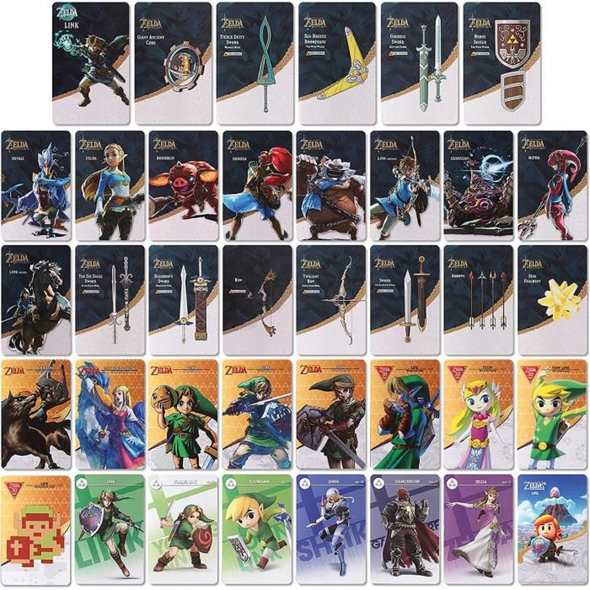 Lot de 38 grandes cartes Zelda Tears of the Kingdom Cartes NFC compatibles Amiibo Switch