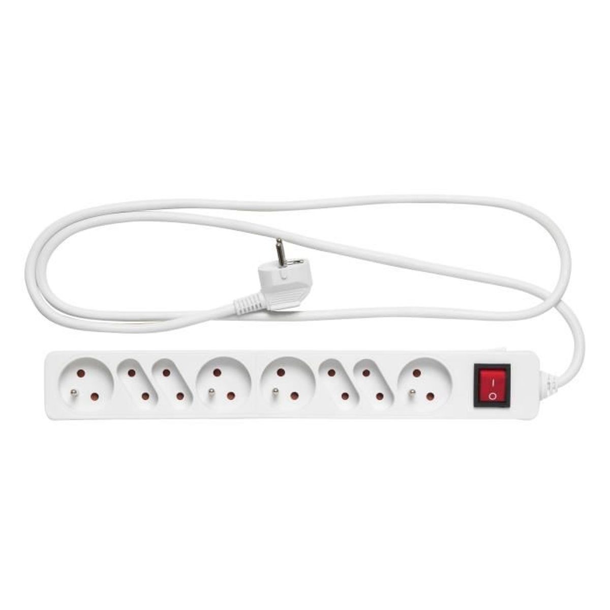Rallonge Bloc Multiprise Blanc 8 Prises Interrupteur Relie A La