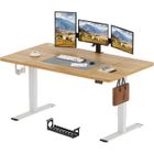 SANODESK Bureau Assis Debout Électrique, Bureau Réglable en Hauteur avec Crochet et Fonction Mémoire, Plateau Érable 180x80cm