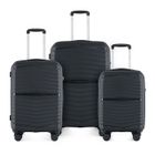 TORTUE - Set Valises en Polypropylène Noir 3 pièces avec 8 roulettes Silencieuses à 360° et Serrure TSA - Noir