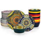 vancasso Vaisselle, Série SiMi 36pcs, Service de Table colorée Bohème avec Assiettes Plates, Desserts et Bols - pour 12