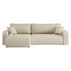 LOUNGITUDE Canapé ALYA d'angle max réversible et convertible 5 places en tissu bouclette - Beige