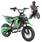 ISCOOTER Moto électrique pour enfants A14 Vert, 500W, 3 Vitesses 8-27KM/H, Pneus 14’’ tout-terrain, Autonomie 22 km, Bluetooth, Amortisseurs