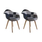 HOME DECO FACTRY FAUTEUIL PATCHWORK BLEU GRIS