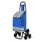 VOUNOT® Chariot de courses 2 en 1 pliable - caddie et diable - 6 roues monte escalier - bleu