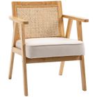 HOMCOM - Fauteuil lounge - Tissu en polyester - 63x69x78cm - Bois naturel