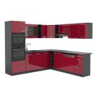 VICCO Cuisine En Angle R-line, Béton/anthracite, 227x287cm , Pt Chêne