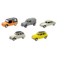 Lot de 5 voitures miniatures 3 inches : RENAULT CITROEN R4 2CV DS MEHARI - WEL06