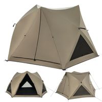 COSTWAY Tente de Camping Pop-up 4-6 Personnes-Puits de Lumière-Auvent Amovible-Polyester Imperméable-3 Portes,3 Fenêtres Enroulables