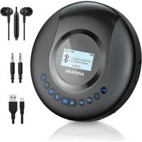 Lecteur CD Portable, Arafuna Lecteur CD Bluetooth pour Voiture et Enfants, Lecteur CD Discman Rechargeable 2000 mAh avec écran LCD