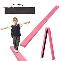 NAIZY Poutre d'équilibre 210x10x6,5 cm Pliante Poutre de gymnastique Poutre avec Tapis Antidérapant pour Enfants, Rose