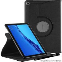 Housse Etui Noir pour Huawei MediaPad M5 Lite 10.1 Coque avec Support Rotatif 360° avec Stylet Toproduits®