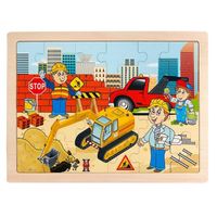 24 pièces puzzles pour enfants préscolaires éducatifs casse-tête planches jouets animaux zoo bus monde marin chantiers de const N°4