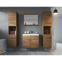 Ensemble salle de bain Lefkas Montreal XL 60x35 cm - Marron - Meuble lavabo et meuble haut à deux portes