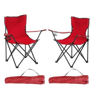 FAUTEUIL JARDIN  ALIGHTUP Chaise de camping pliante, Chaise de pêche, fauteuil de camping, avec porte-boissons et sac extérieur- Rouge