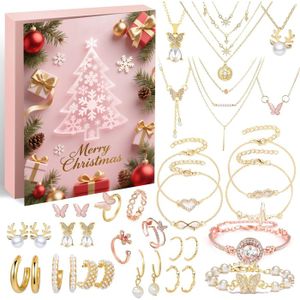 Calendrier De L'Avent 2025 Bijoux - 24 Jours, Collier, Bague, Boucles D'oreilles, Cadeau Noël Femme