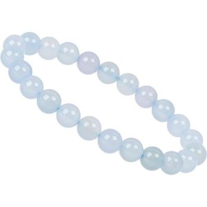 BRACELET - GOURMETTE Powerbead Bracelet Élastique Pour Femme En Pierre Précieuse Perles De Calcédoine Bleu 8 Mm[n5313]