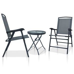 Ensemble table et chaise de jardin CHEZ SHOP® Economique Ensemble de bistro 3 pcs, Gris Acier ,Qualité supérieure 42176