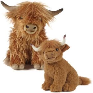 PELUCHE POUR ANIMAL Vache Highland, Ensemble Cadeau Parent Et Bébé, 2 