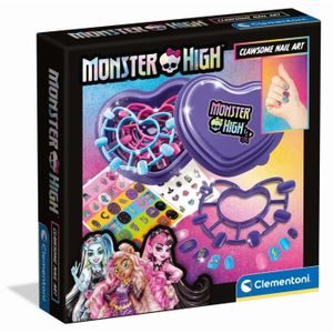 JEU DE MAQUILLAGE Monster High Coffret Dark Nail - Clementoni - Nail Art dans le style Monster High à décorer - Autocollants et ongles en plastiques