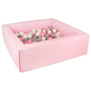 PISCINE À BALLES Piscine à balles carrée Velinda - 300 balles - rose clair/blanc, transparent, rose clair, gris