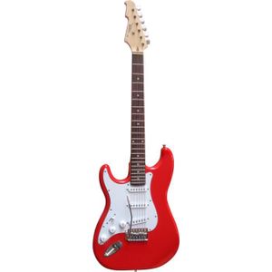 GUITARE Guitare Electrique Strato Rouge pour Gaucher Avec Vibrato Et Câble