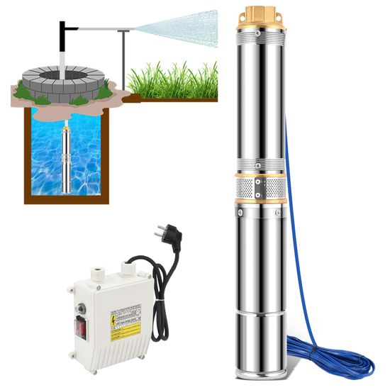 Pompe Submersible Puits Profonds - Solaire 12V 180W - Acier Inoxydable - 20m De Haut - 1,2 M³/h