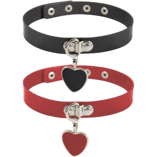 Collier Ras Du Cou Gothique WEITING - Cœur Et Cuir - Style Punk Pour Femme - Cadeau Halloween/Noël