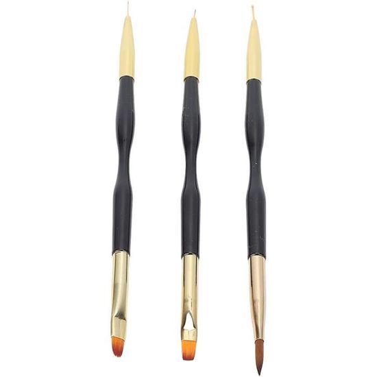 5 Pinceaux Souples En Silicone Pour Nail Art - Manche Bois, Pointe 3mm
