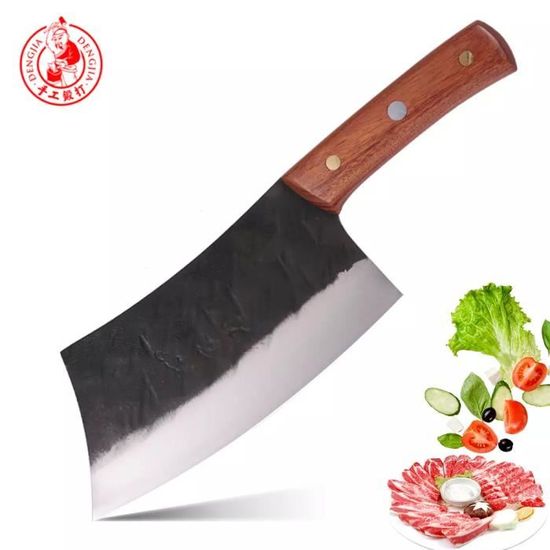 DENGJIA couteaux à légumes en acier au carbone faits à la main chinois et couteau à trancher couperet à viande de cuisine