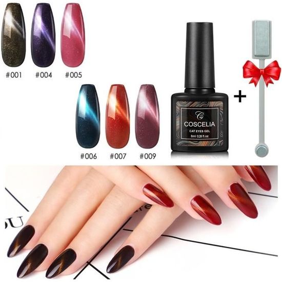 6 pc Effet oeil de chat Vernis Semi Permanent Aimant Vernis à Ongles Gel UV/LED Gel Polish