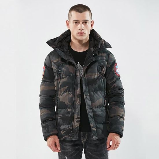 Doudoune Courte Camouflage Urbain Homme Imprim Capuche