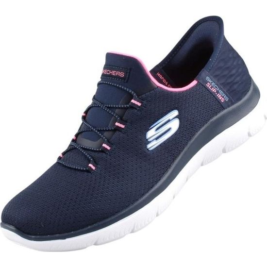 Mocassins Femme Bleu - Skechers 150123-NVPK - Slip-ins™ Hands Free - Textile