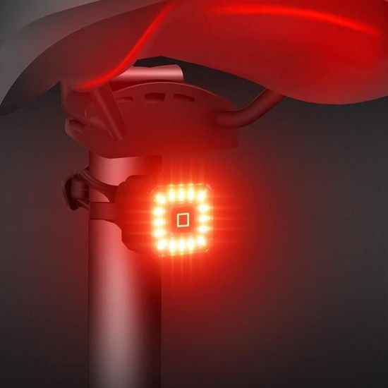 Feu Arrière Vélo Intelligent Rechargeable USB-C | 6 Modes, Détection De Freinage, étanche IP66, Autonomie 90 Heures