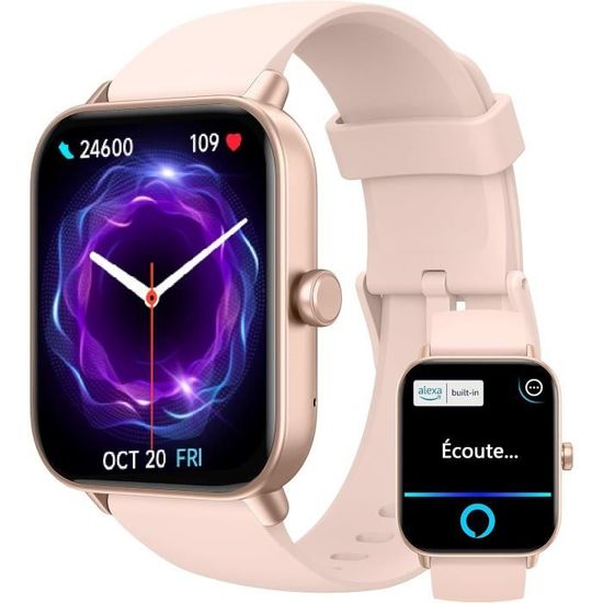 Montre Connectée 1,8" Avec Appel Bluetooth Et Alexa - Moniteur Santé, 100 Sports, Étanche IP68