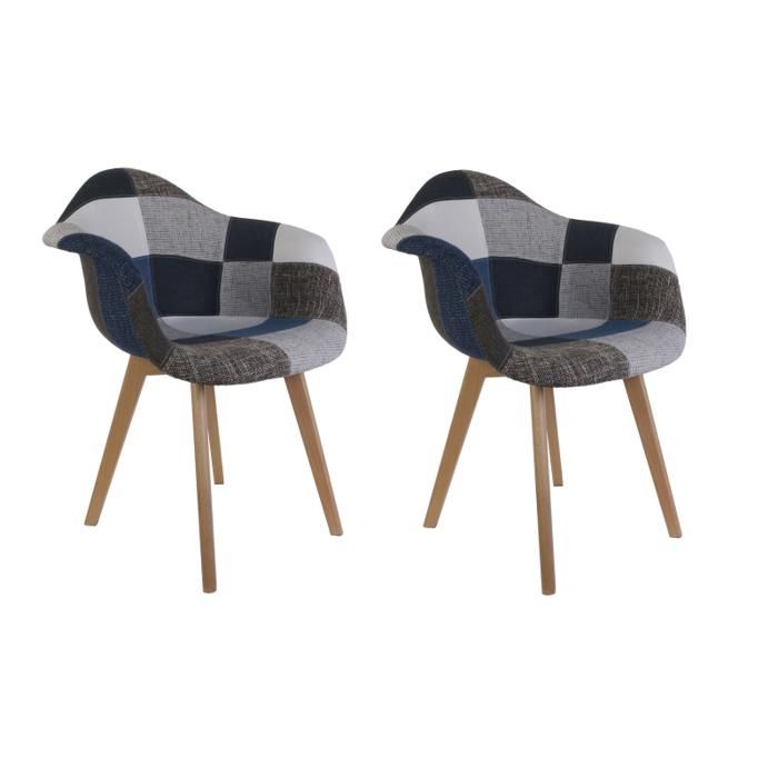 Fauteuil Patchwork - Bleu et gris