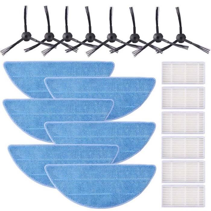 Kit de Filtre HEPA Pour ILIFE V5s V5 V3s V3 Pro, Brosses Latérales et Lingette(6 filtre, 6 Lingettes et 8 brosses latérales)
