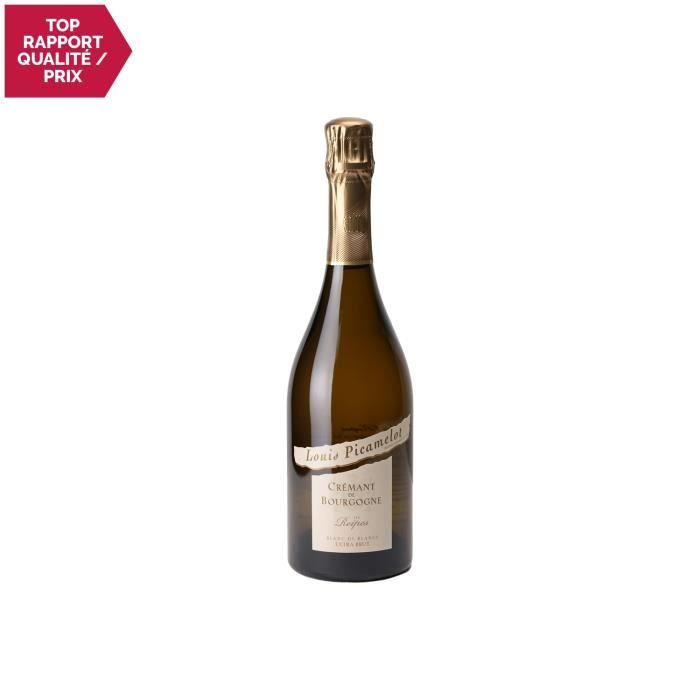 Crémant de Bourgogne Les Reipes Chardonnay Extra Brut Blanc - 75cl - Louis Picamelot - Vin effervescent AOC Blanc de Bourgogne -
