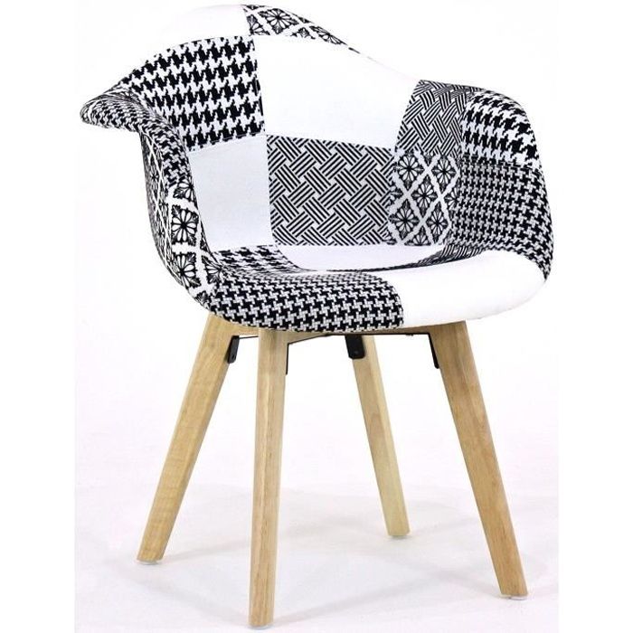 Fabia Chaise en patchwork noir et blanc Retro