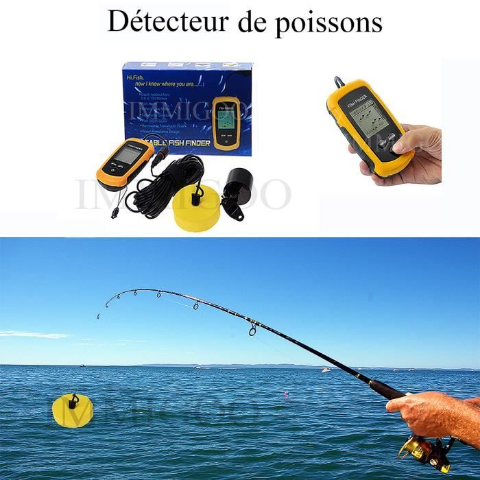 0.6-100m Fish Finder Détecteur de poissons Sans Fils Portable Visuel Ultrason Sondeur Outillage pêche