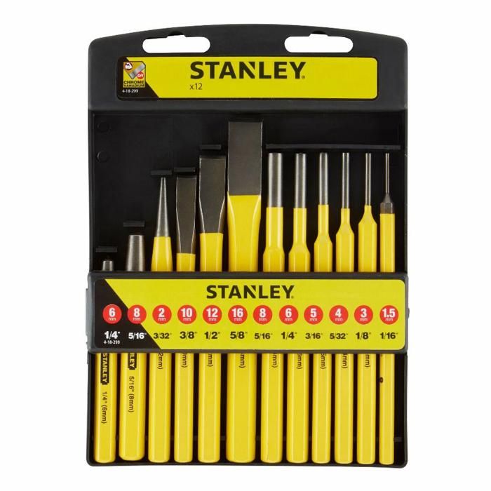 Jeu de Burins et d’Outils de Frappe - 12 pcs STANLEY 4-18299