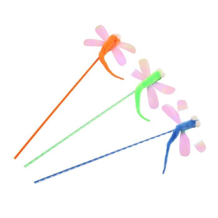 3 pièces baguette paillettes interactif libellule teaser créatif jouet formation bâton fournitures pour animaux de compagnie TOY