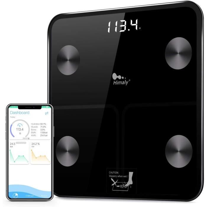 Pèse Personnes Impédancemètre Himaly Balance Bluetooth Mesurer La Graisse Corporelle, La Masse Musculaire, l'eau Corporelle,Calories